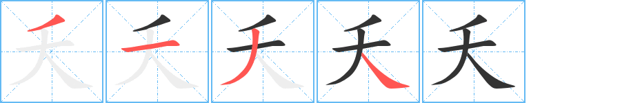 夭的筆順分步演示