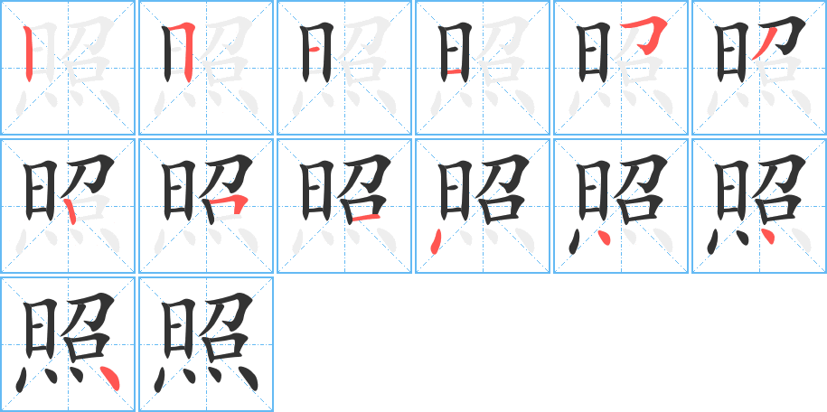 照的筆順分步演示