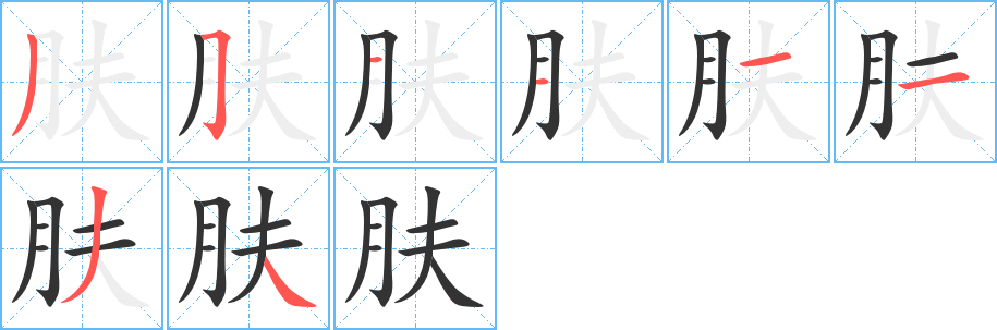 膚的筆順分步演示