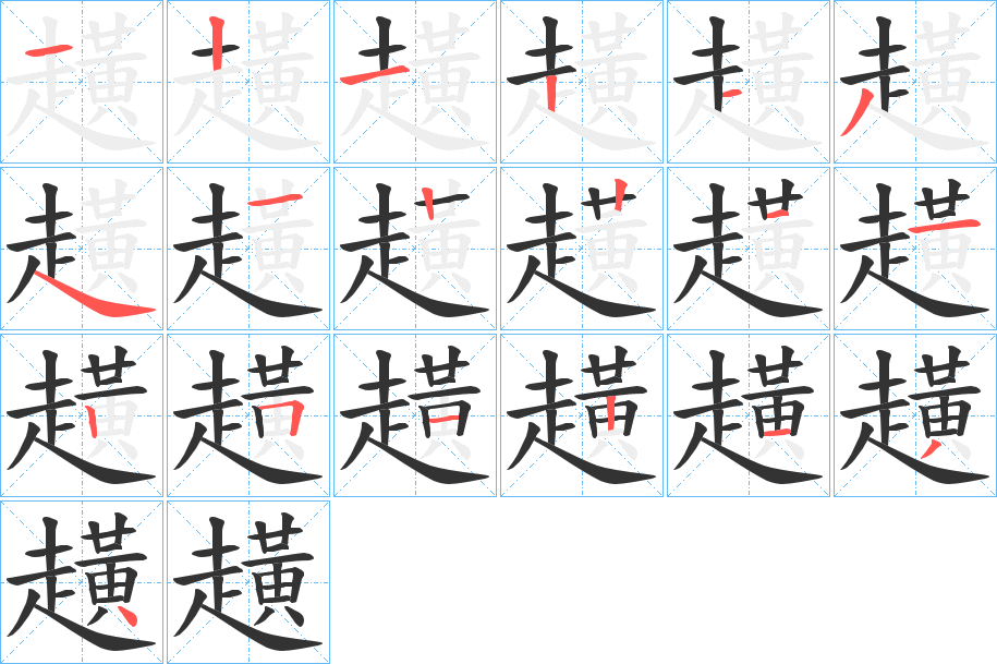 趪的筆順?lè)植窖菔?>
					
                    <hr />
                    <h2>趪的基本信息</h2>
                    <div   id=