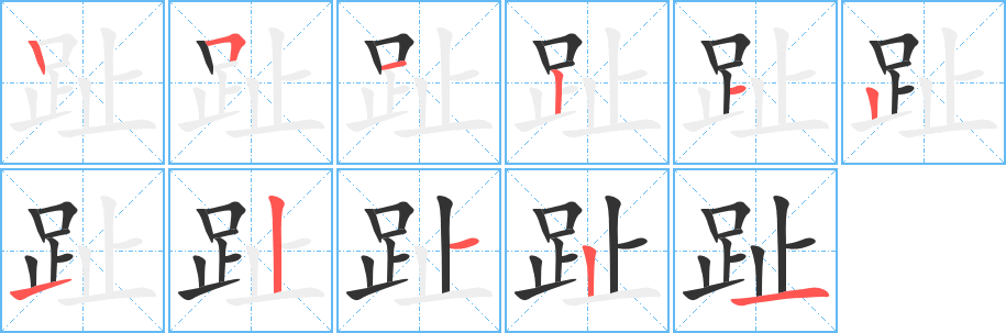 趾的筆順分步演示