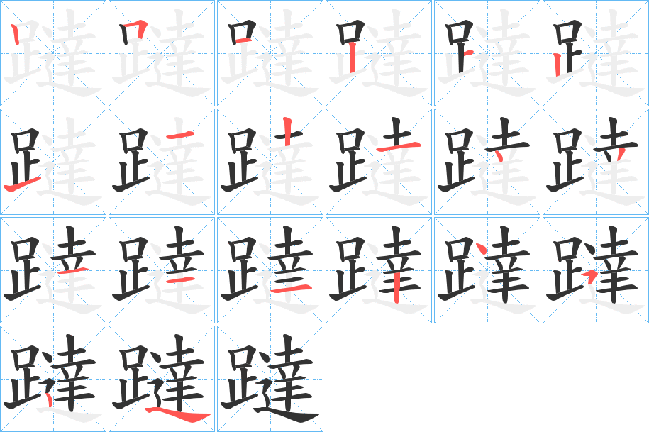 躂的筆順?lè)植窖菔?>
					
                    <hr />
                    <h2>躂的基本信息</h2>
                    <div   id=