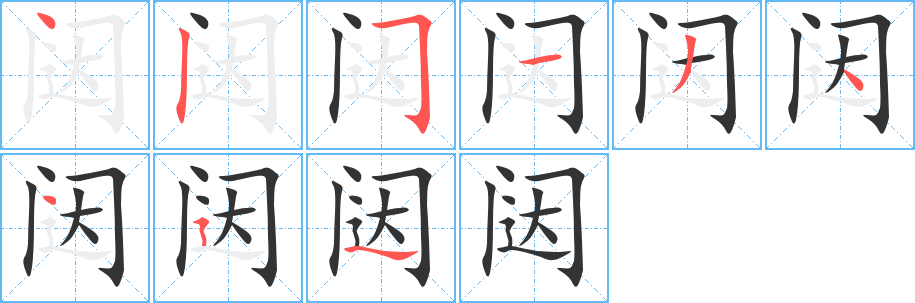 闥的筆順分步演示