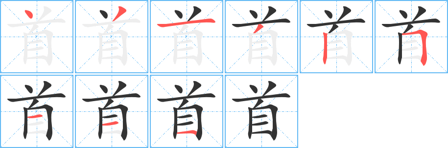 首的筆順?lè)植窖菔?>
					
                    <hr />
                    <h2>首的基本信息</h2>
                    <div   id=