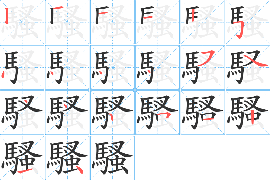 騷的筆順?lè)植窖菔?>
					
                    <hr />
                    <h2>騷的基本信息</h2>
                    <div   id=